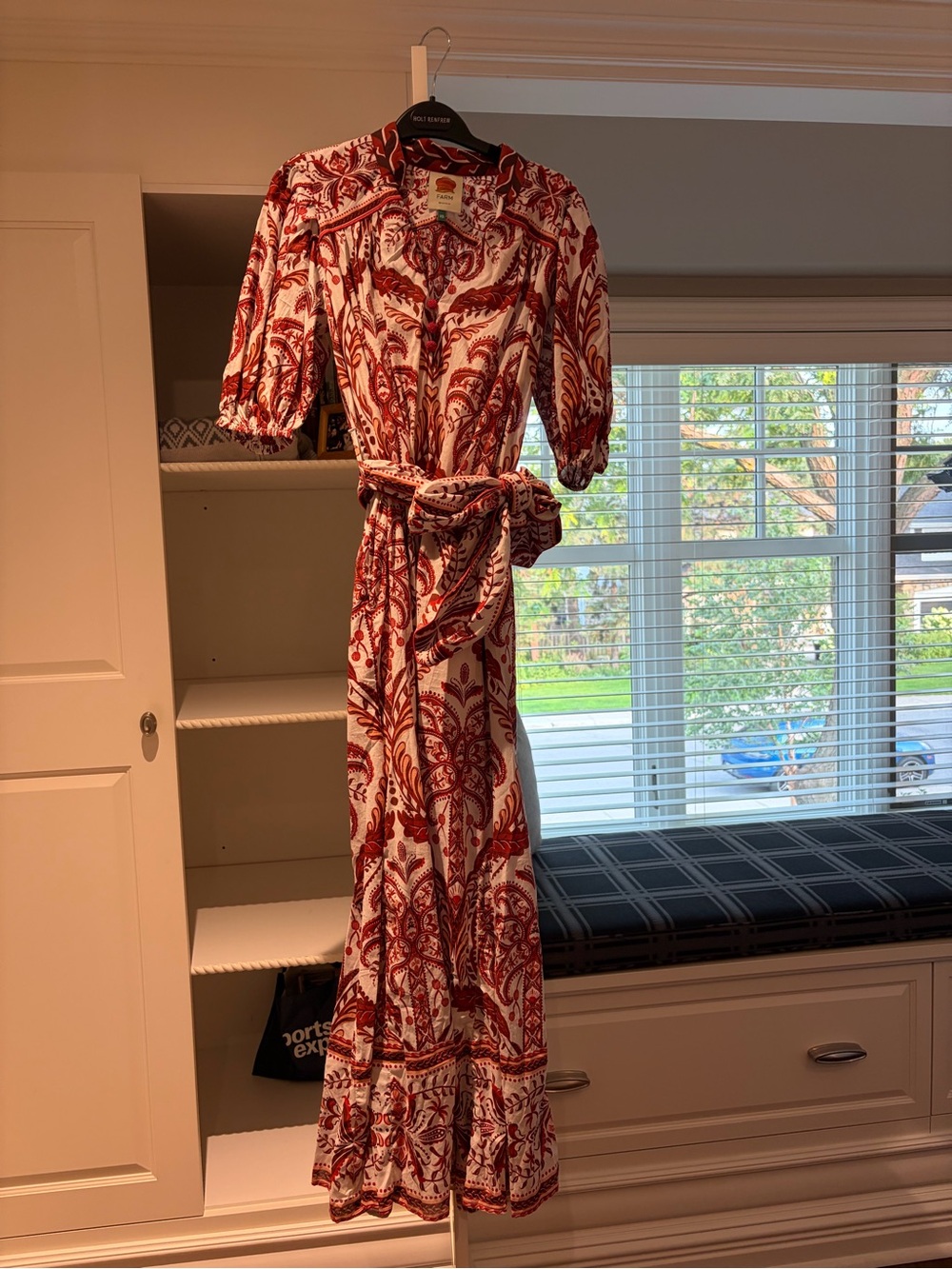 FARM Rio Red and Cream Printed Maxi Wrap Dress with Tie Belt - Picture 4 of 4